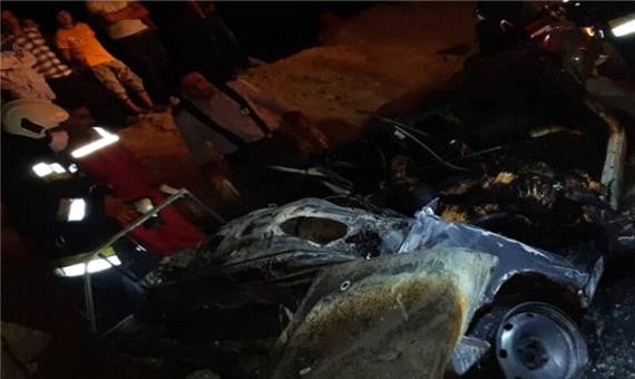تصادف و آتش‌گرفتن خودرو در جاده قلعه‌شور اصفهان 3 کشته برجاگذاشت